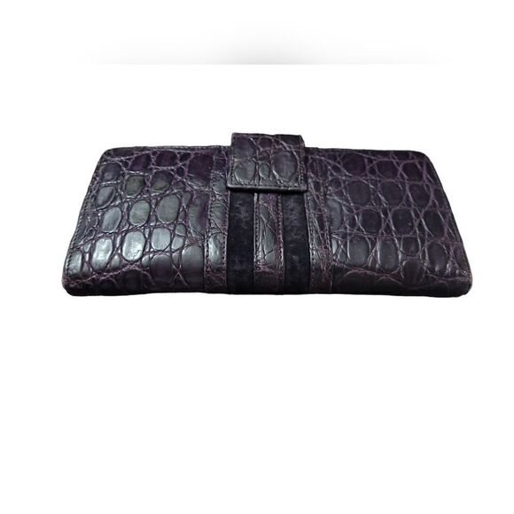Gucci Aubergine Crocodile Skin Long Wallet GUC with Dust Bag RARE - Picture 10 of 12